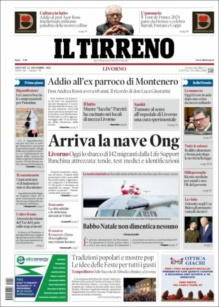 Portada de Il Tirreno (Italy)