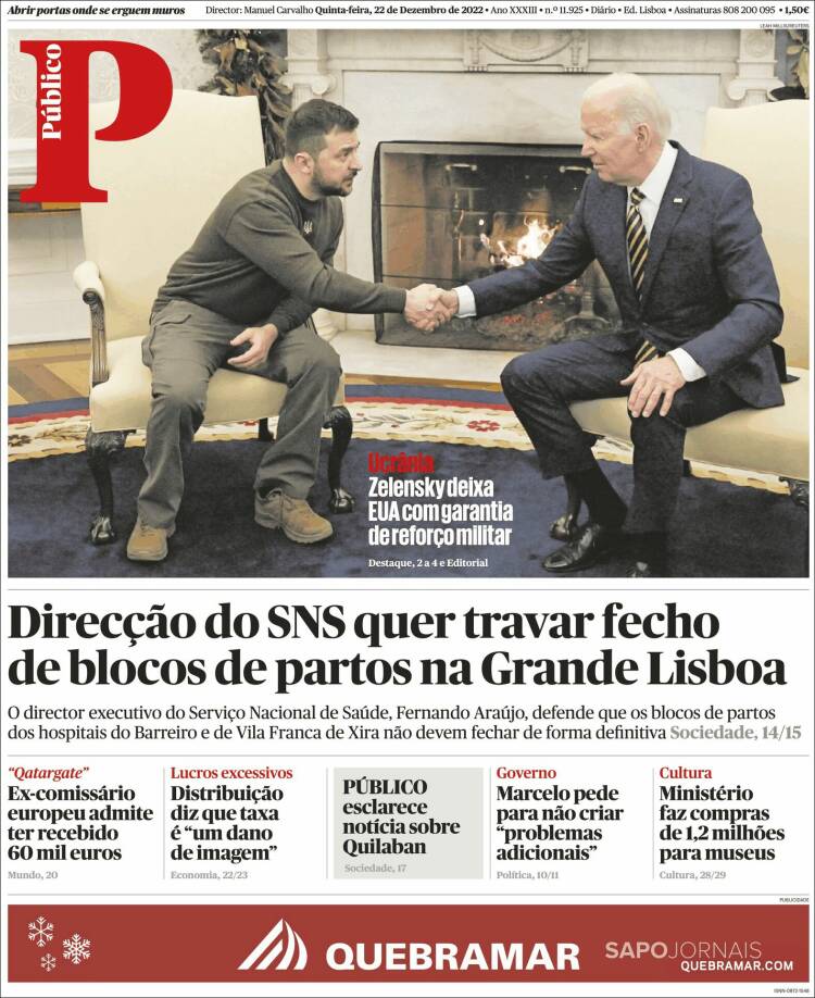 Portada de Público (Portugal)
