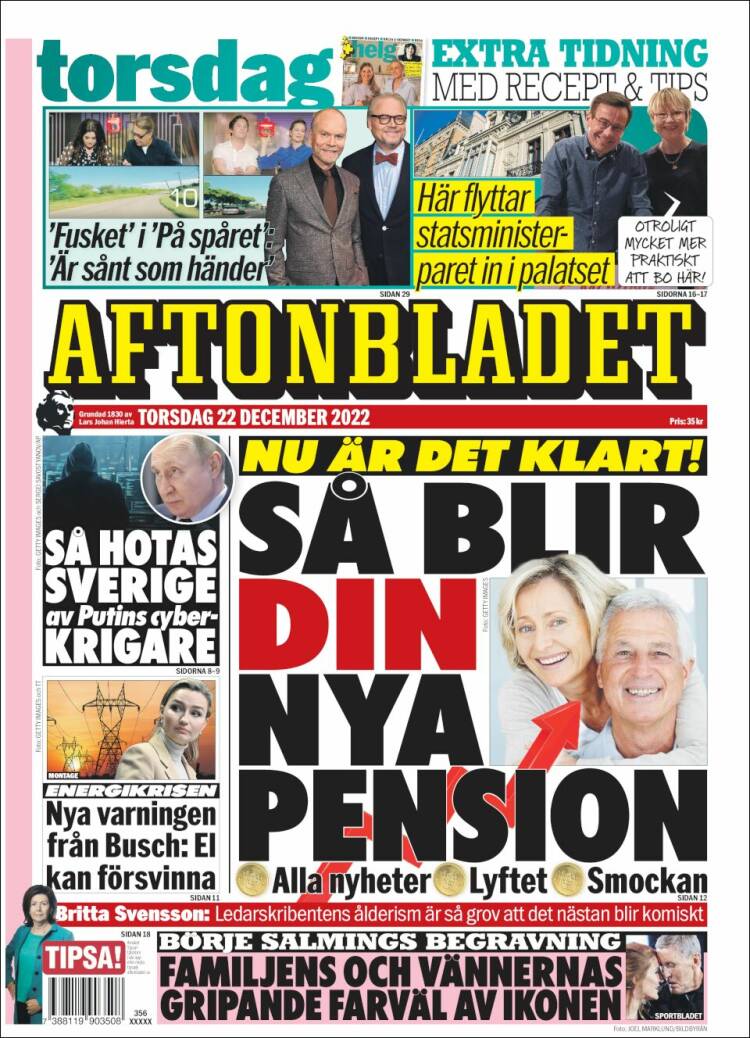 Newspaper Aftonbladet (Sweden). Newspapers In Sweden. Thursday's ...