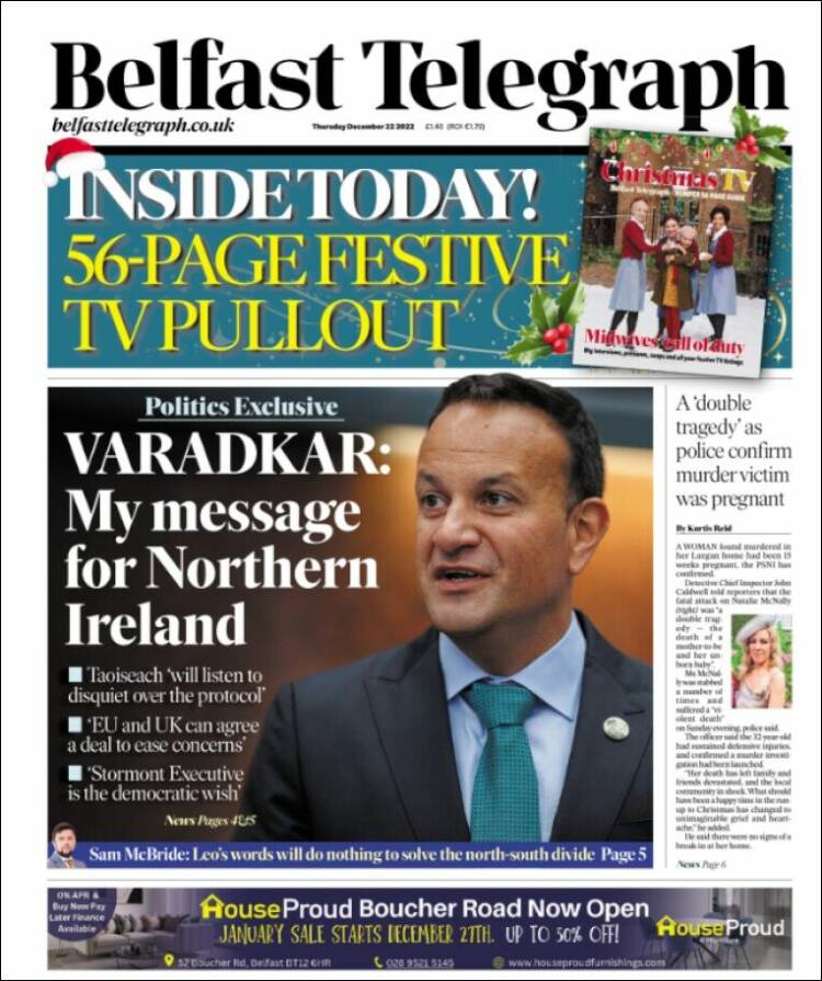 Portada de Belfast Telegraph (United Kingdom)