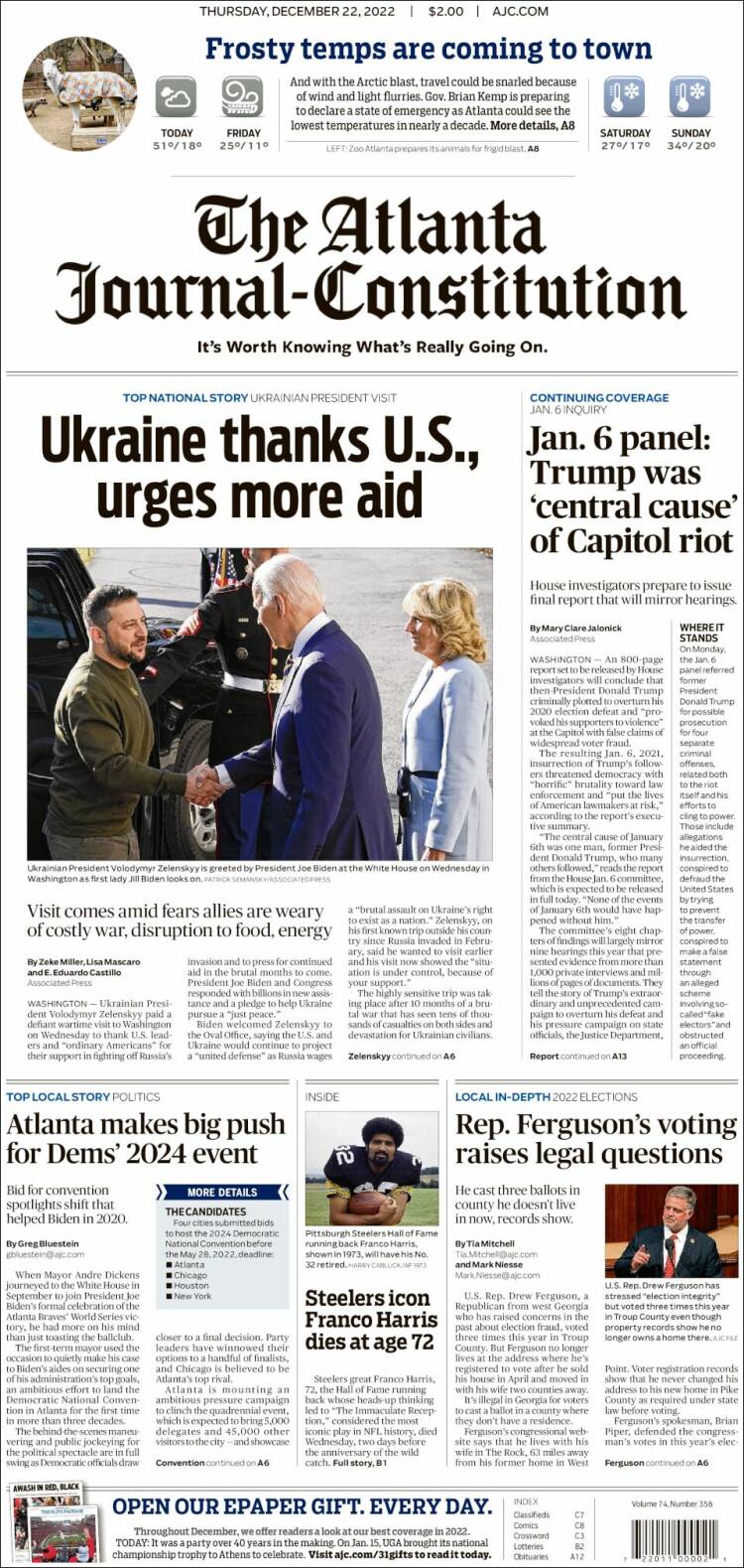 Portada de The Atlanta Journal-Constitution (USA)