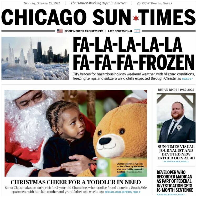 Portada de Chicago Sun-Times (USA)