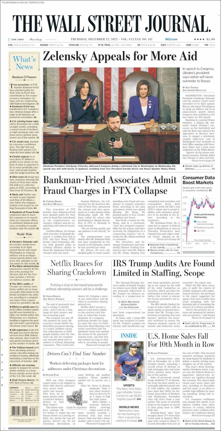 Portada de Wall Street Journal (USA)