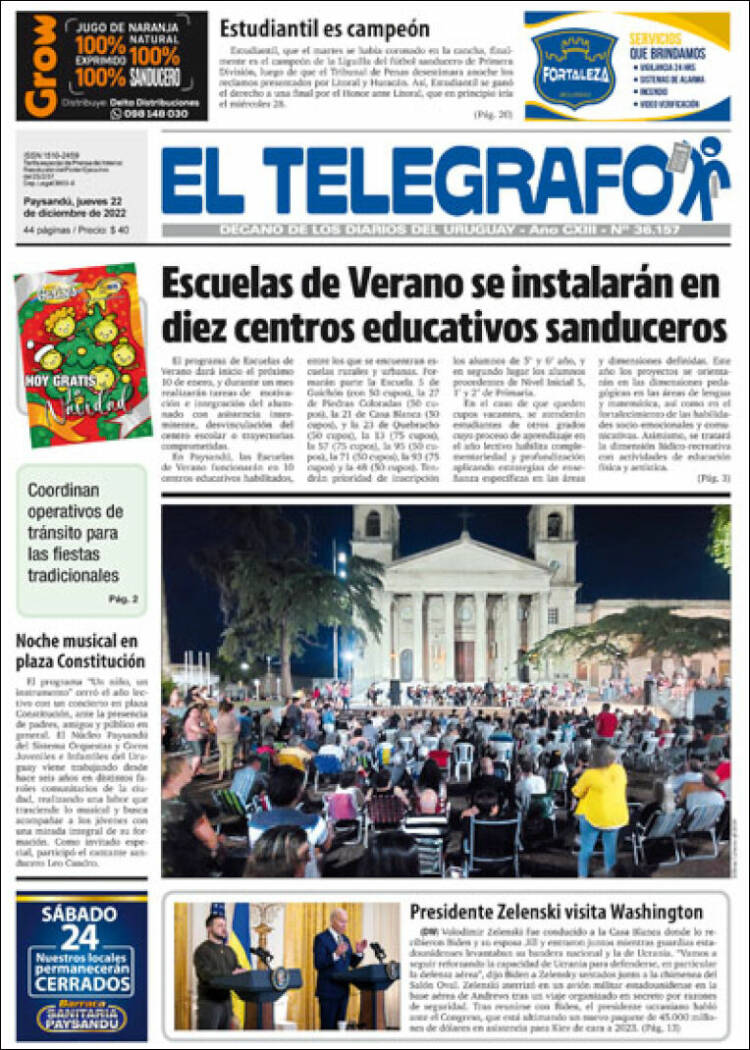 Portada de El Telégrafo (Uruguay)