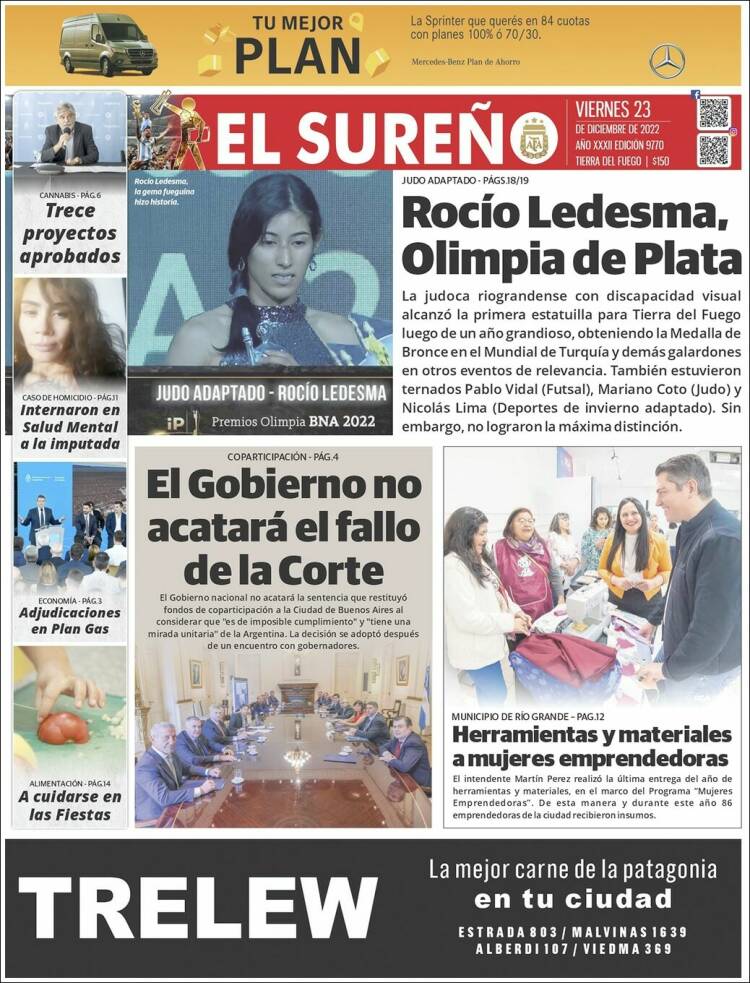 Portada de Diario El Sureño (Argentina)