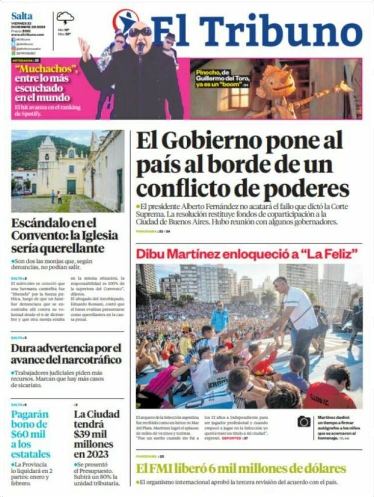 Portada de El Tribuno - Salta (Argentina)