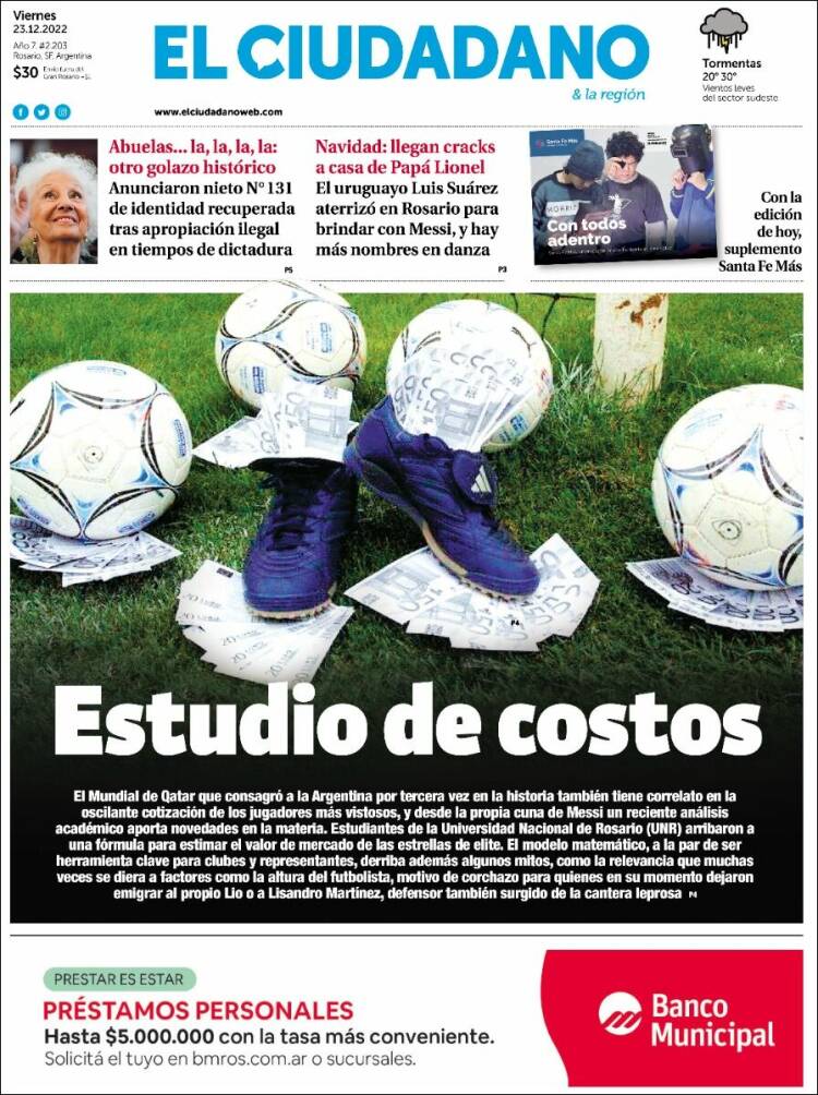 Portada de Diario El Ciudadano (Argentina)