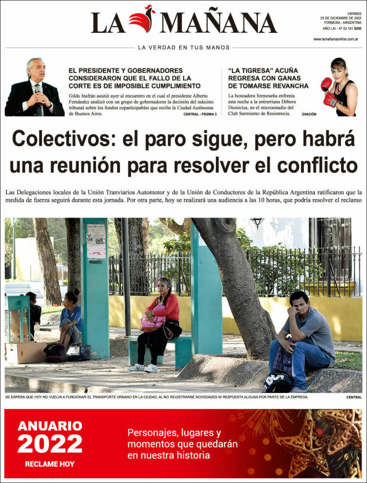 Portada de Diario La Mañana (Argentina)
