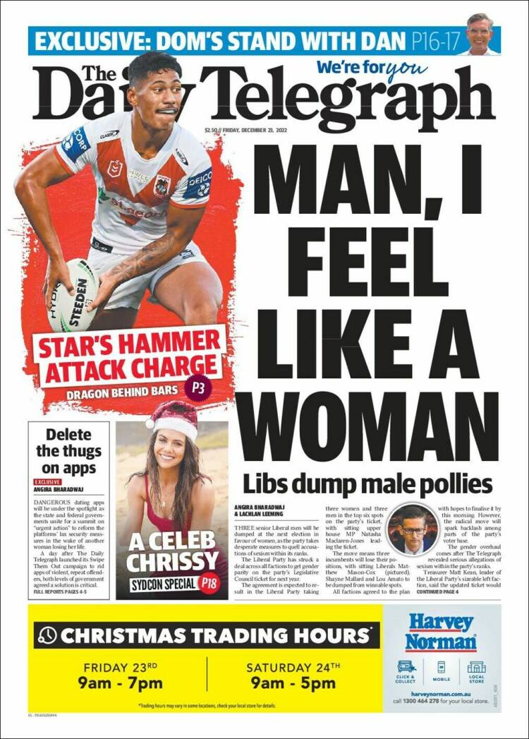 Portada de The Daily Telegraph (Australia)