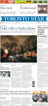 Portada de The Toronto Star (Canadá)