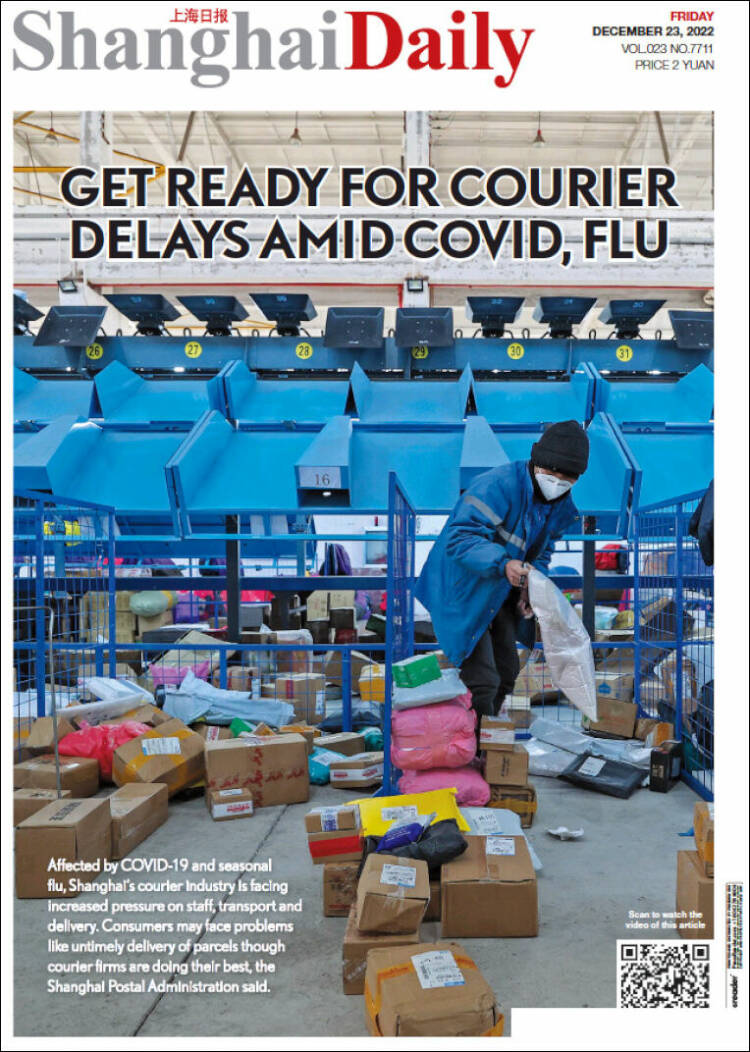 Portada de Shanghai Daily (China)