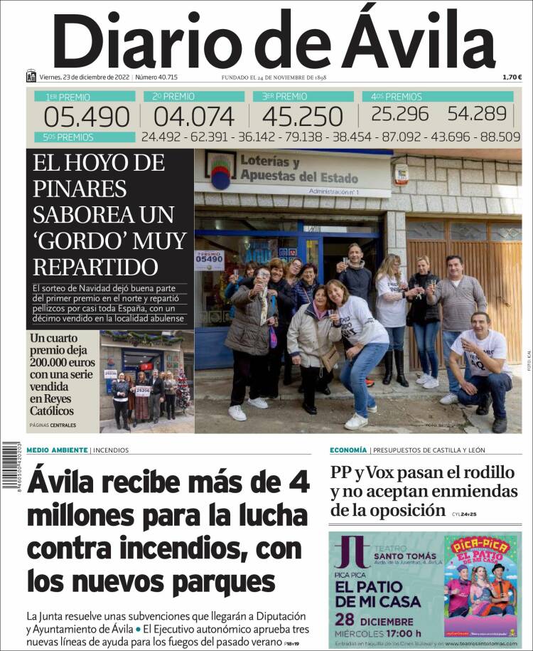 Portada de Diario de Ávila (España)