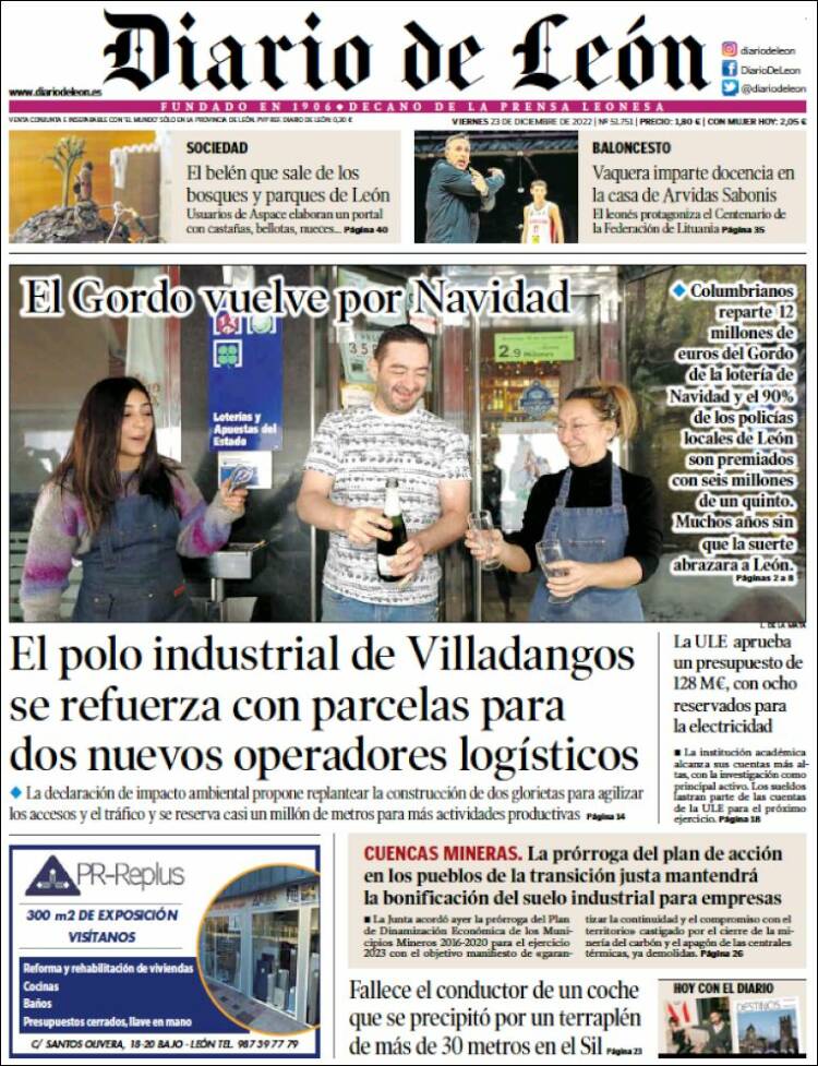 Portada de Diario de León (España)