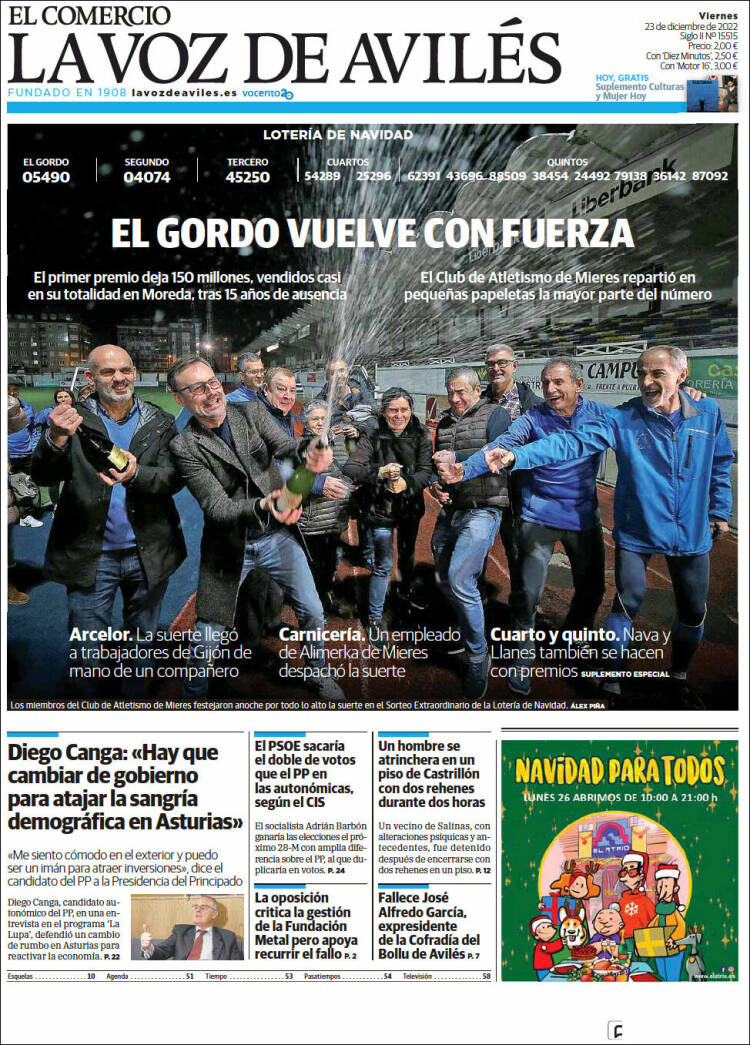 Portada de El Comercio - Avilés (España)