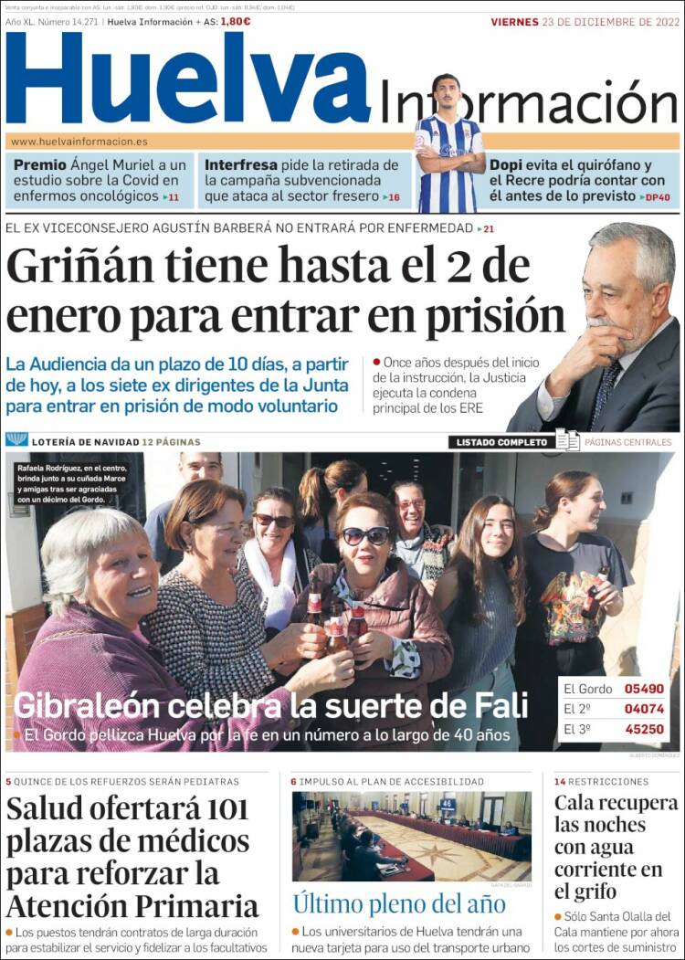 Portada de Huelva Información (España)