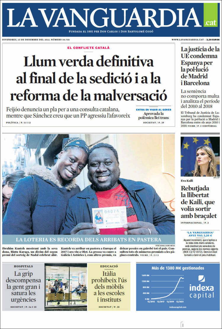 Portada de La Vanguardia (España)