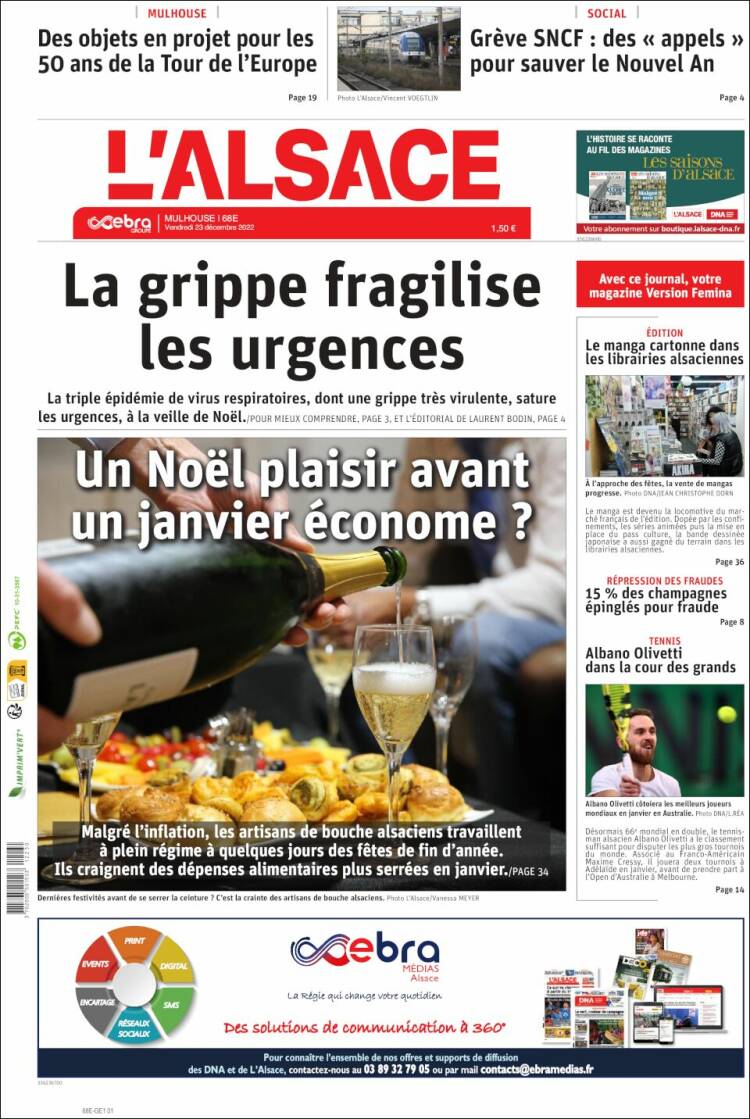 Portada de Journal L'Alsace (Francia)