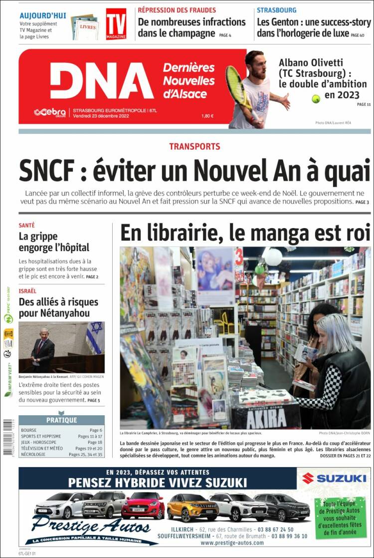 Portada de Les Dernières Nouvelles d'Alsace (Francia)