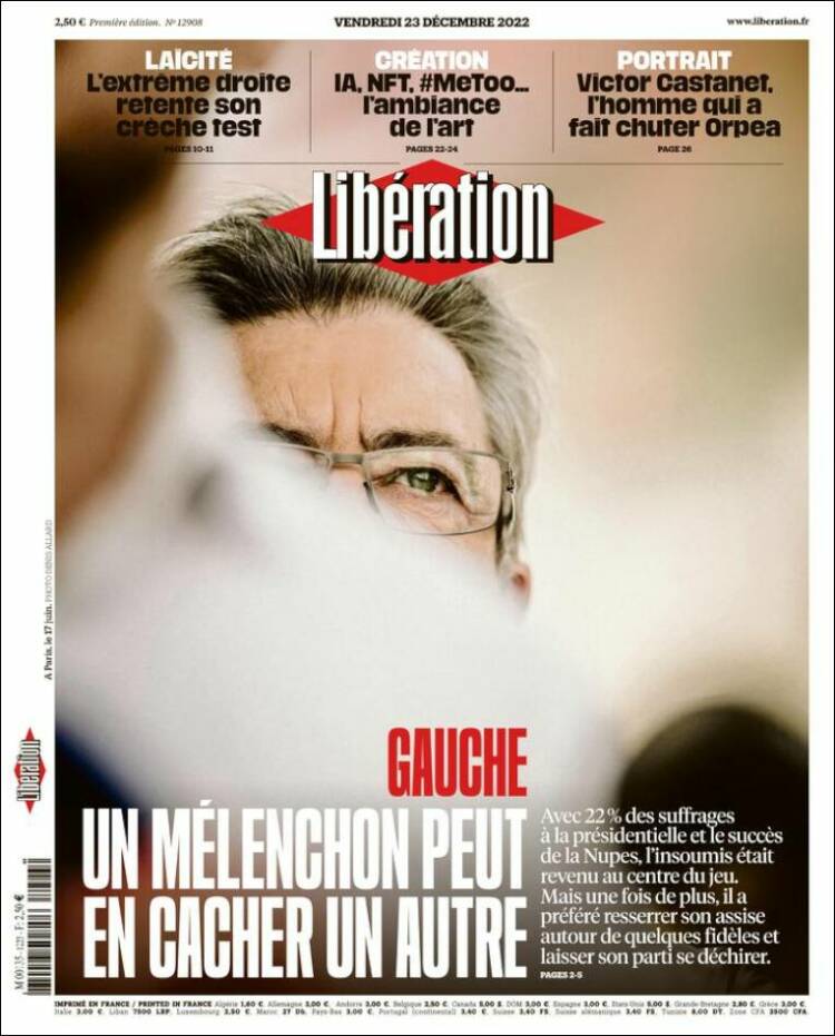 Portada de Libération (Francia)