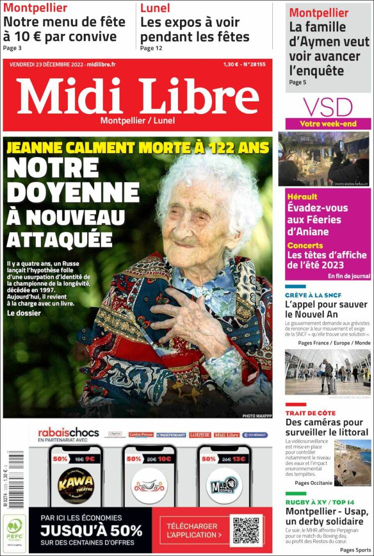 Portada de Midi Libre (Francia)