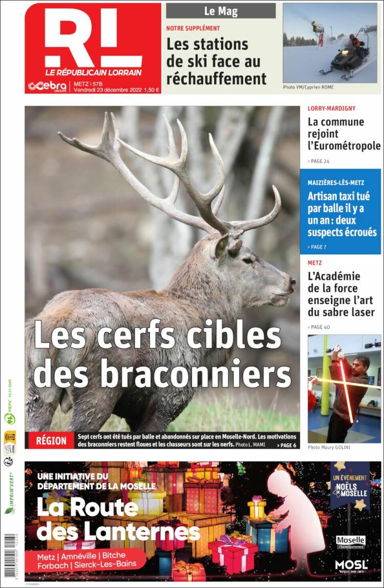 Portada de Le Republicain Lorrain (Francia)