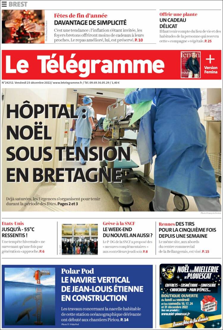 Portada de Télégramme (Francia)