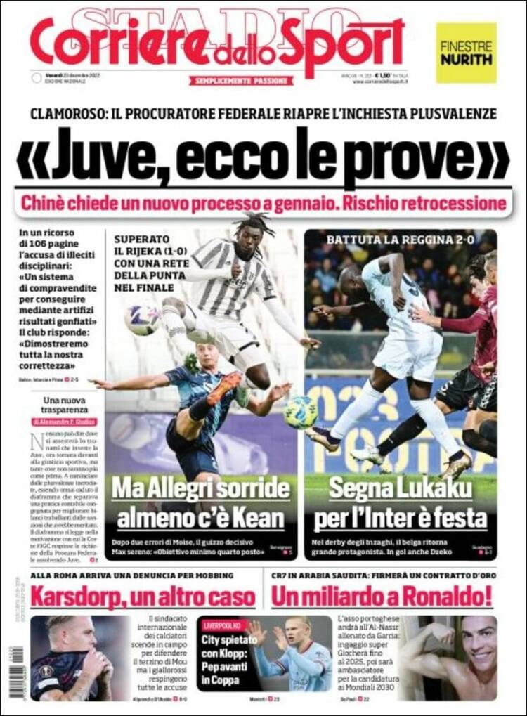 Portada de Corriere dello Sport (Italia)