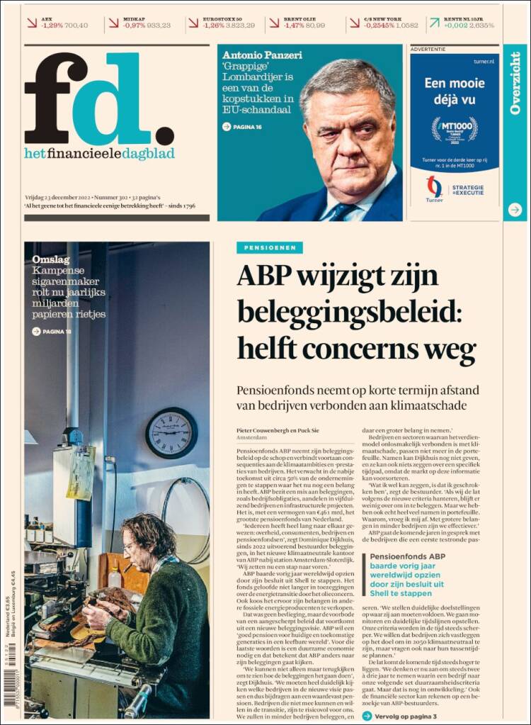 Portada de Het Financieele Dagblad (Pa&iacute;ses Bajos)