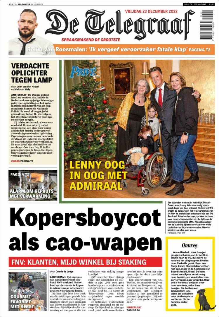 Portada de De Telegraaf (Pa&iacute;ses Bajos)