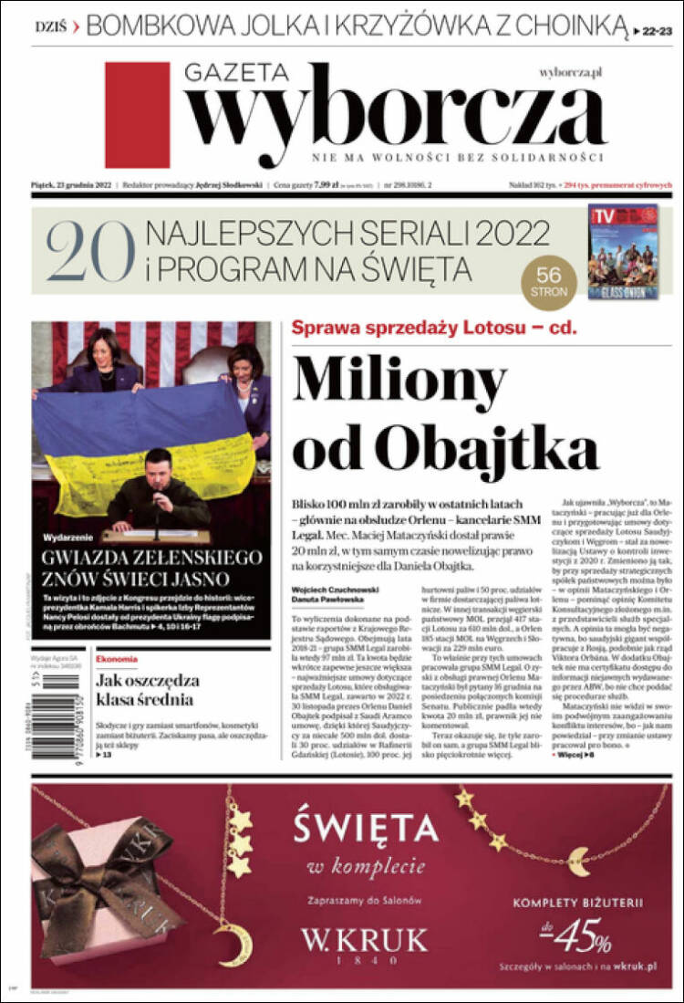 Portada de Gazeta Wyborcza (Polonia)