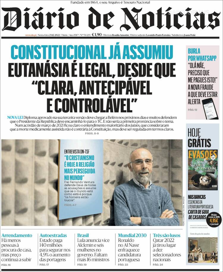 Portada de Diário de Noticias (Portugal)