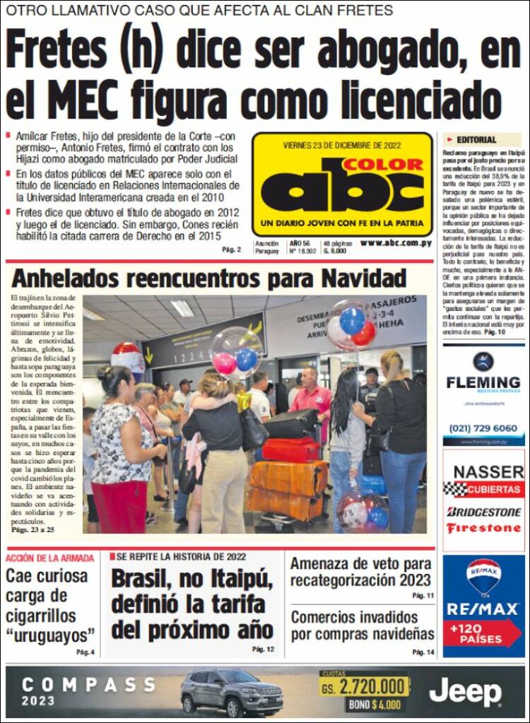 Portada de ABC Color (Paraguay)