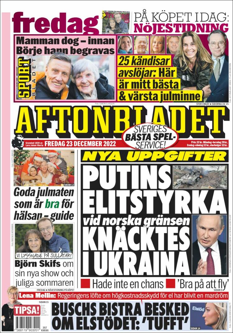 Portada de Aftonbladet (Sweden)