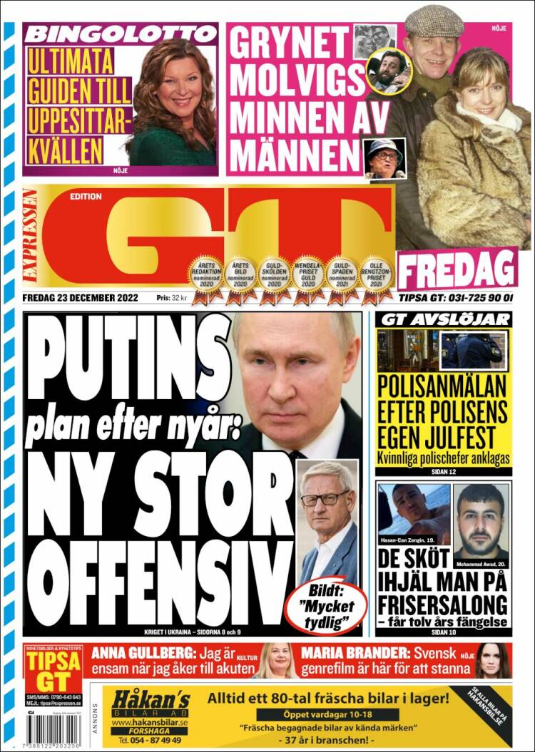 Portada de Göteborgstidningen (Suecia)