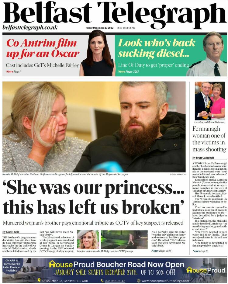 Portada de Belfast Telegraph (United Kingdom)