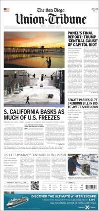 Portada de The San Diego Union-Tribune (USA)