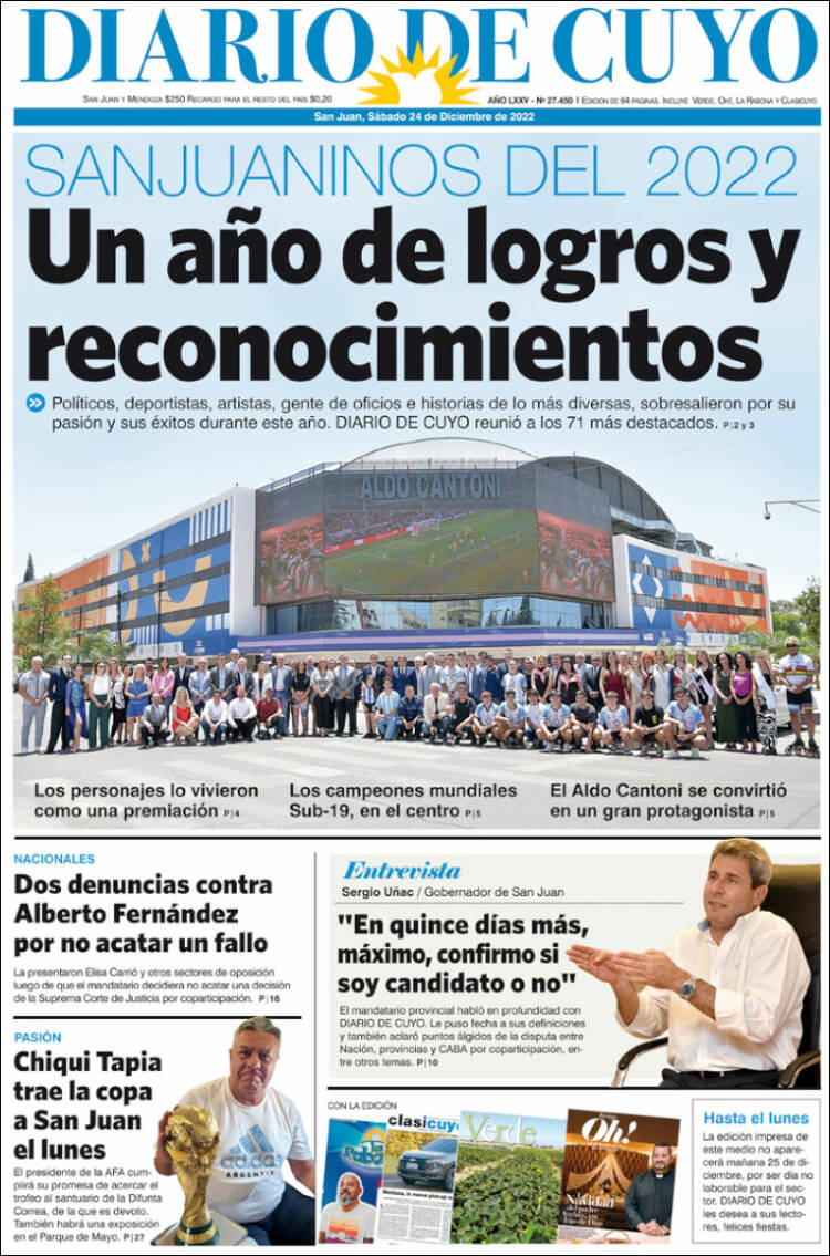 Portada de Diario de Cuyo (Argentina)