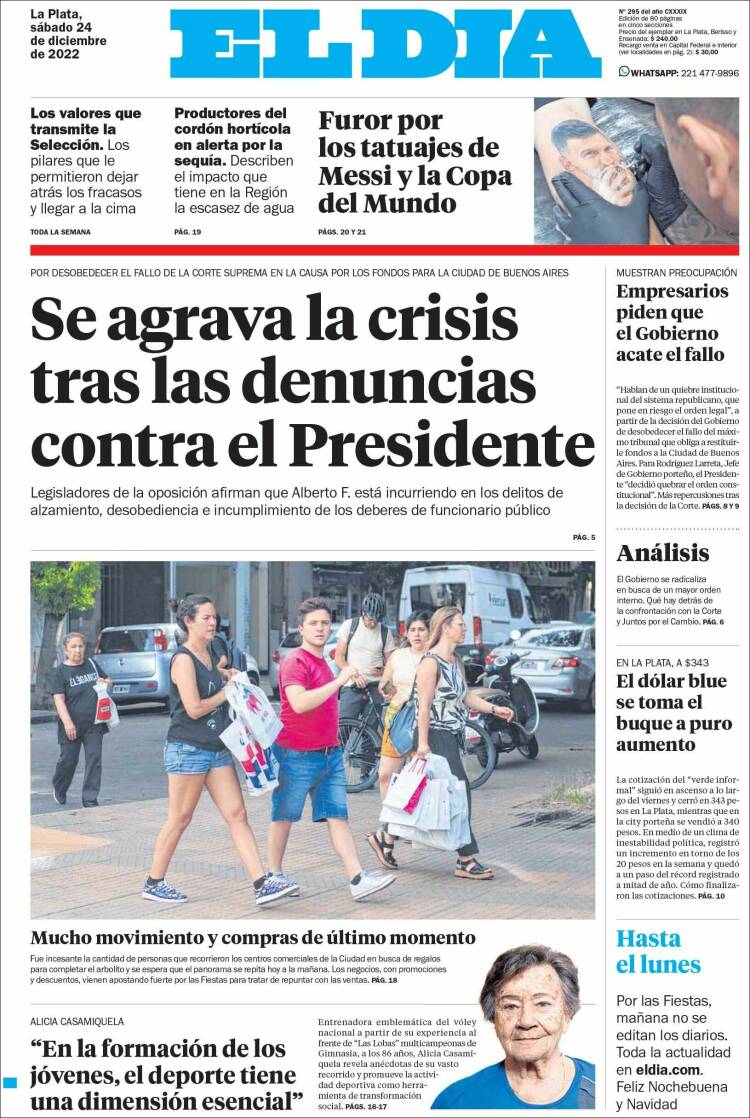 Portada de El Día de la Plata (Argentina)