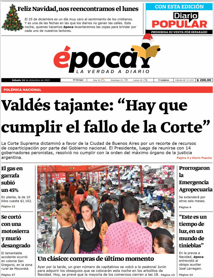 Portada de Diario Época (Argentina)