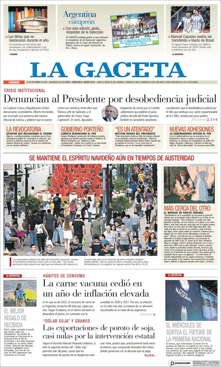 Portada de La Gaceta (Argentina)