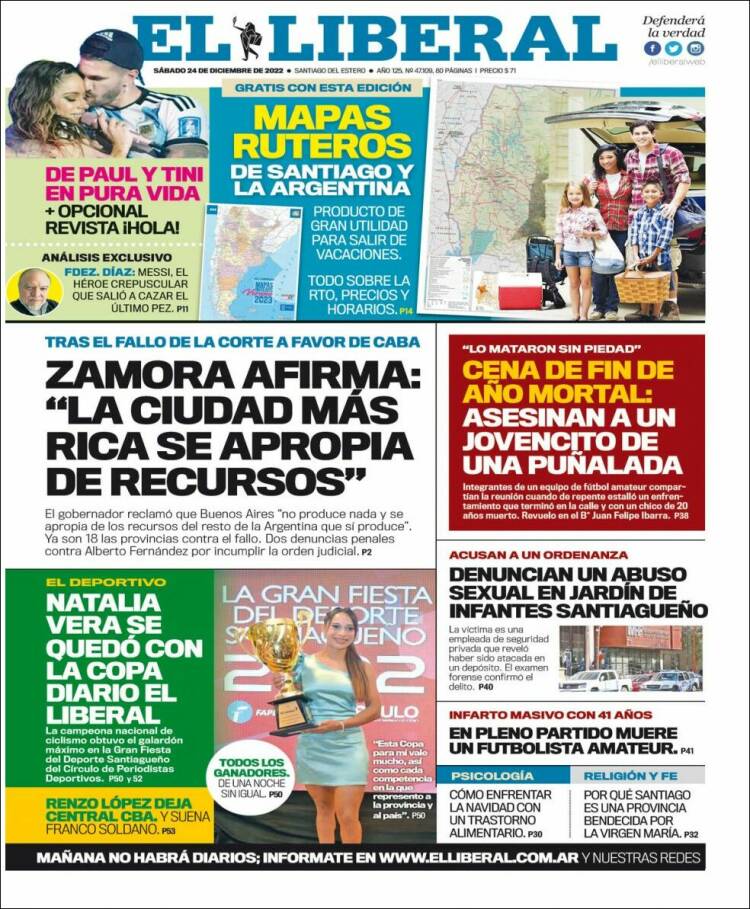 Portada de Diario El Liberal (Argentina)