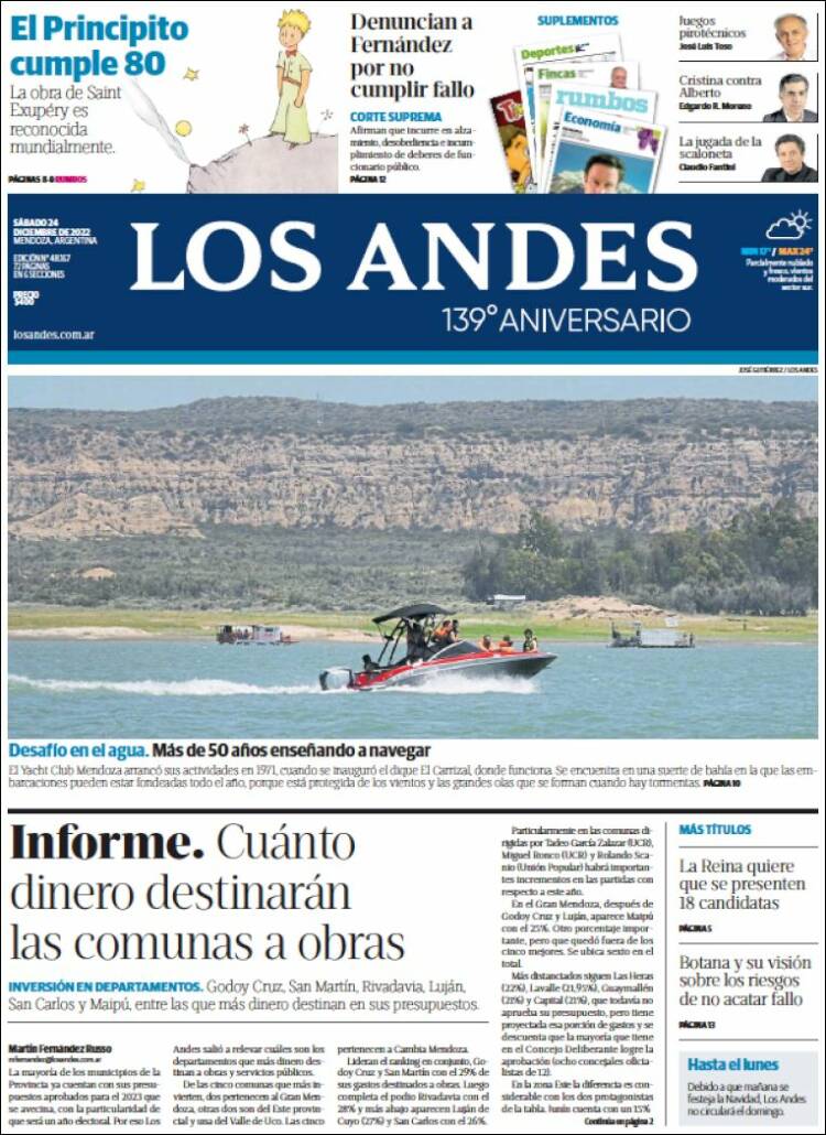 Portada de Los Andes - Mendoza (Argentina)