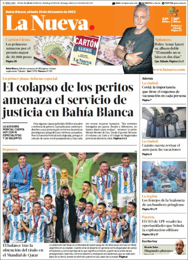 Portada de La Nueva Provincia (Argentina)