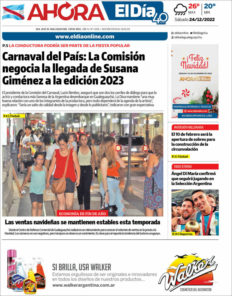 Portada de El Día de Gualeguaychú (Argentina)