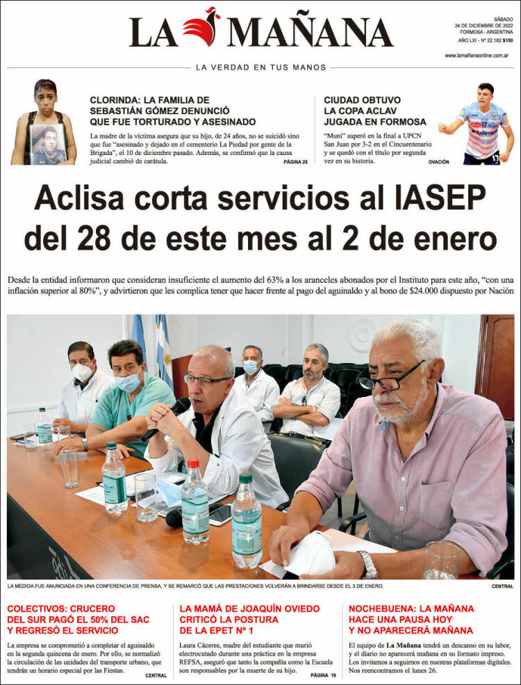 Portada de Diario La Mañana (Argentina)