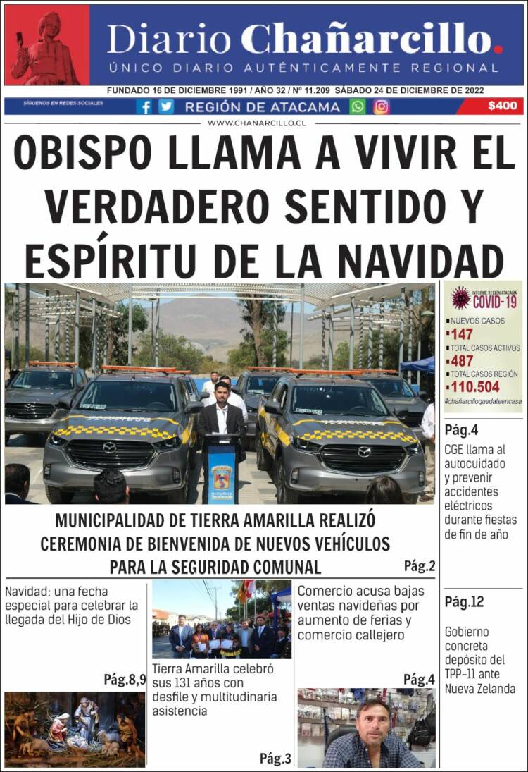 Portada de Diario Chañarcillo (Chile)