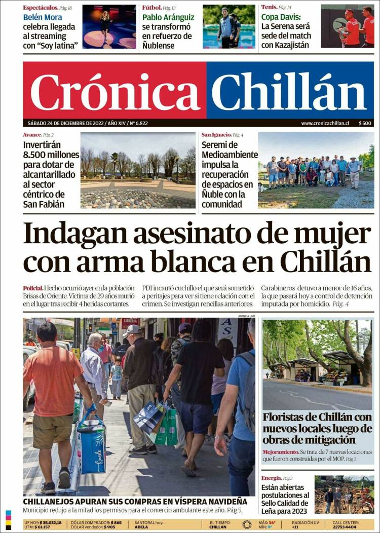 Portada de Crónica Chillán (Chile)