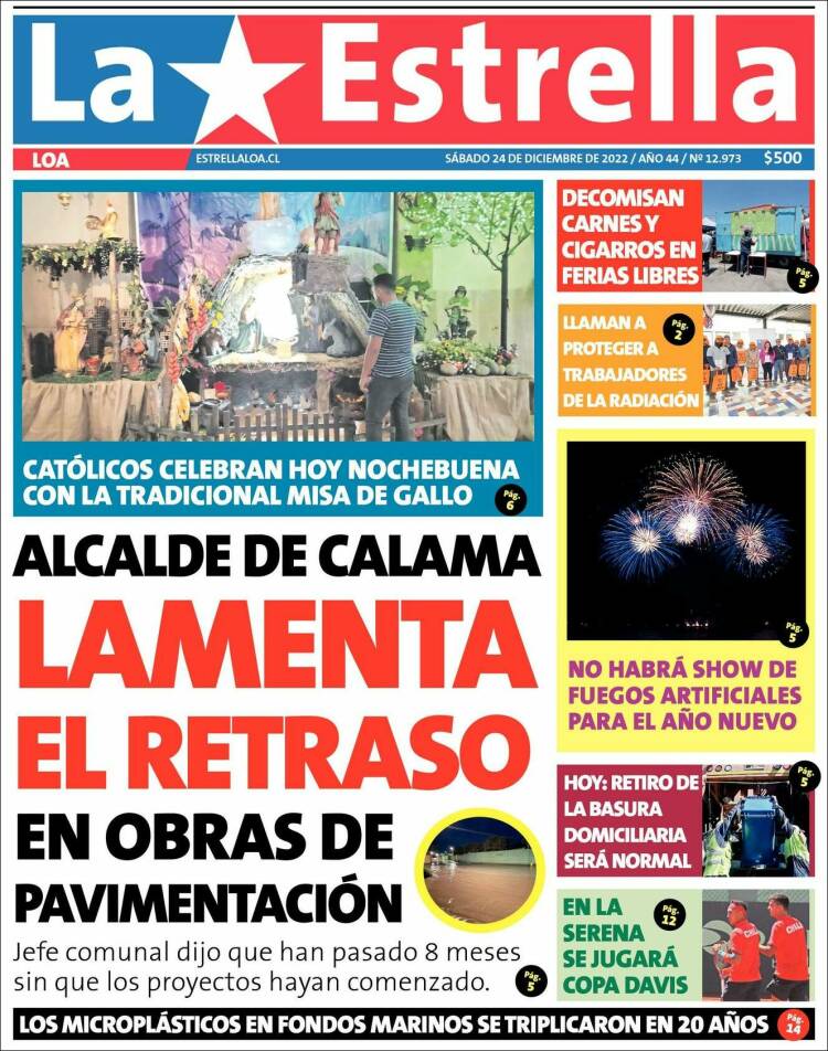 Portada de La Estrella de Loa (Chile)