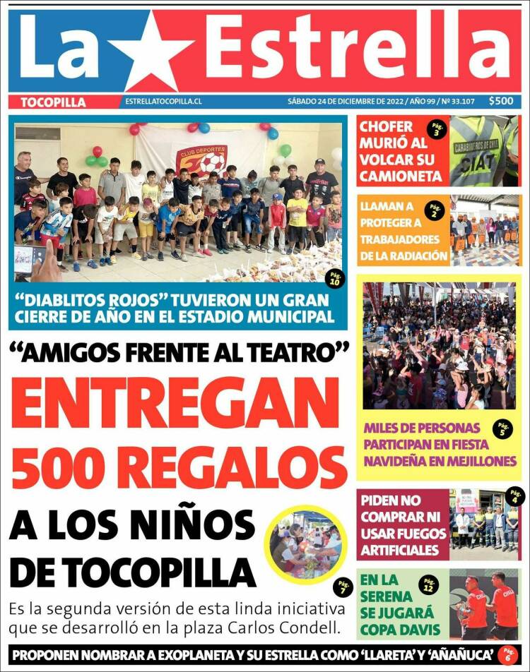 Portada de La Estrella de Tocopilla (Chile)