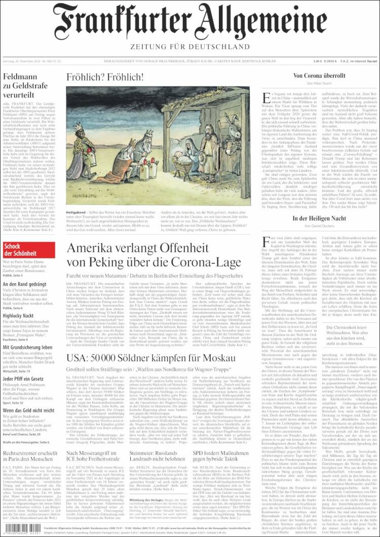 Portada de Frankfurter Allgemeine (Alemania)